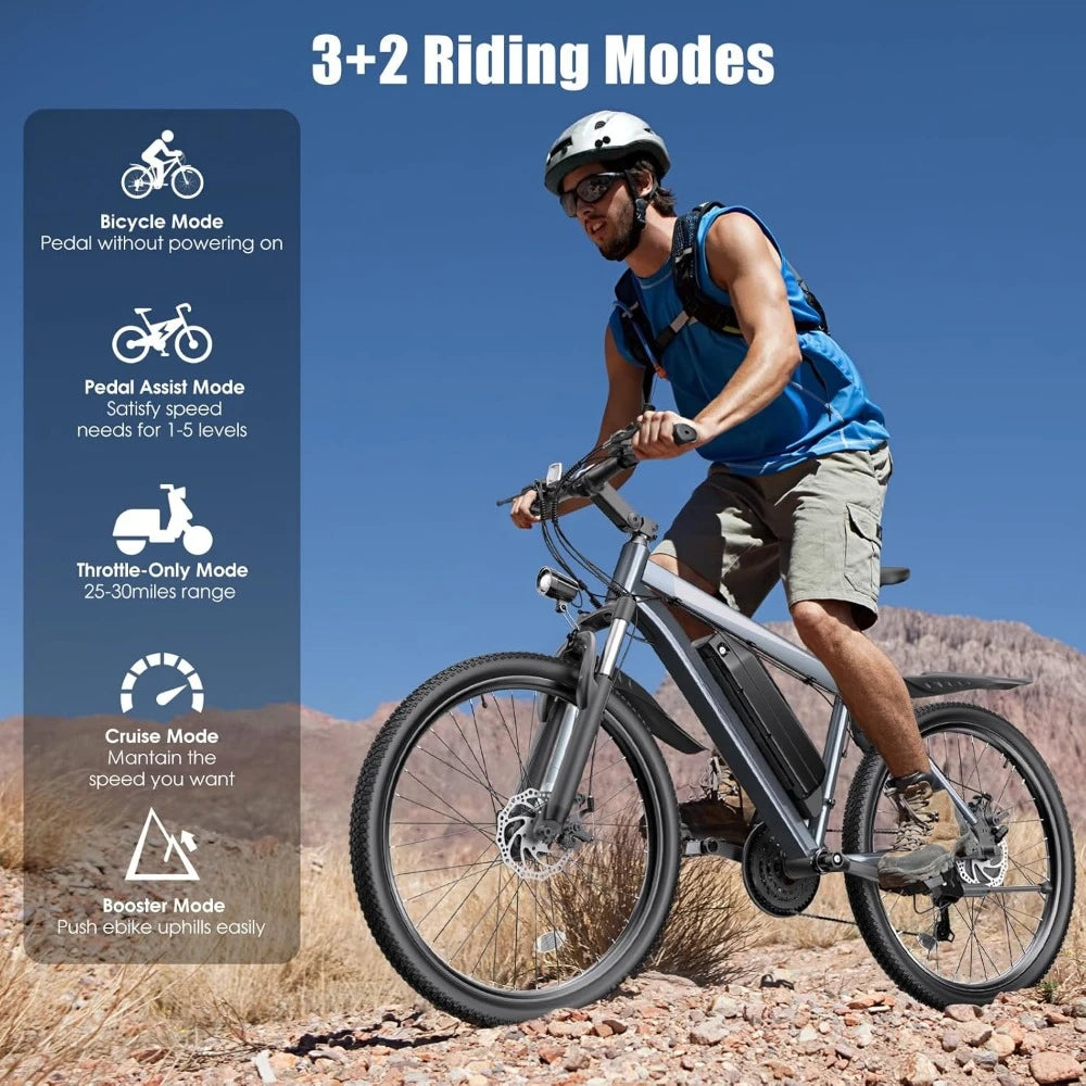 Electric Bike, Peak 1000W Ebike, 26" Electric Mountain Bike 48V 374.4WH Battery with Adjustable Stem, Commuter E Bike