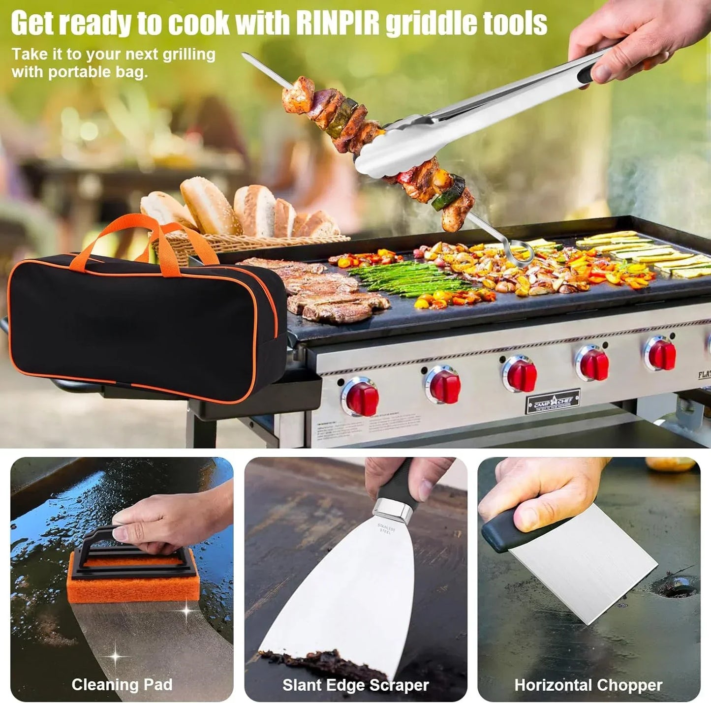 42PCS Stainless Steel Barbecue Tools Teppanyaki Accessories Set for Outdoor Travel Camping Barbecue Teppanyaki Kitchen Tools