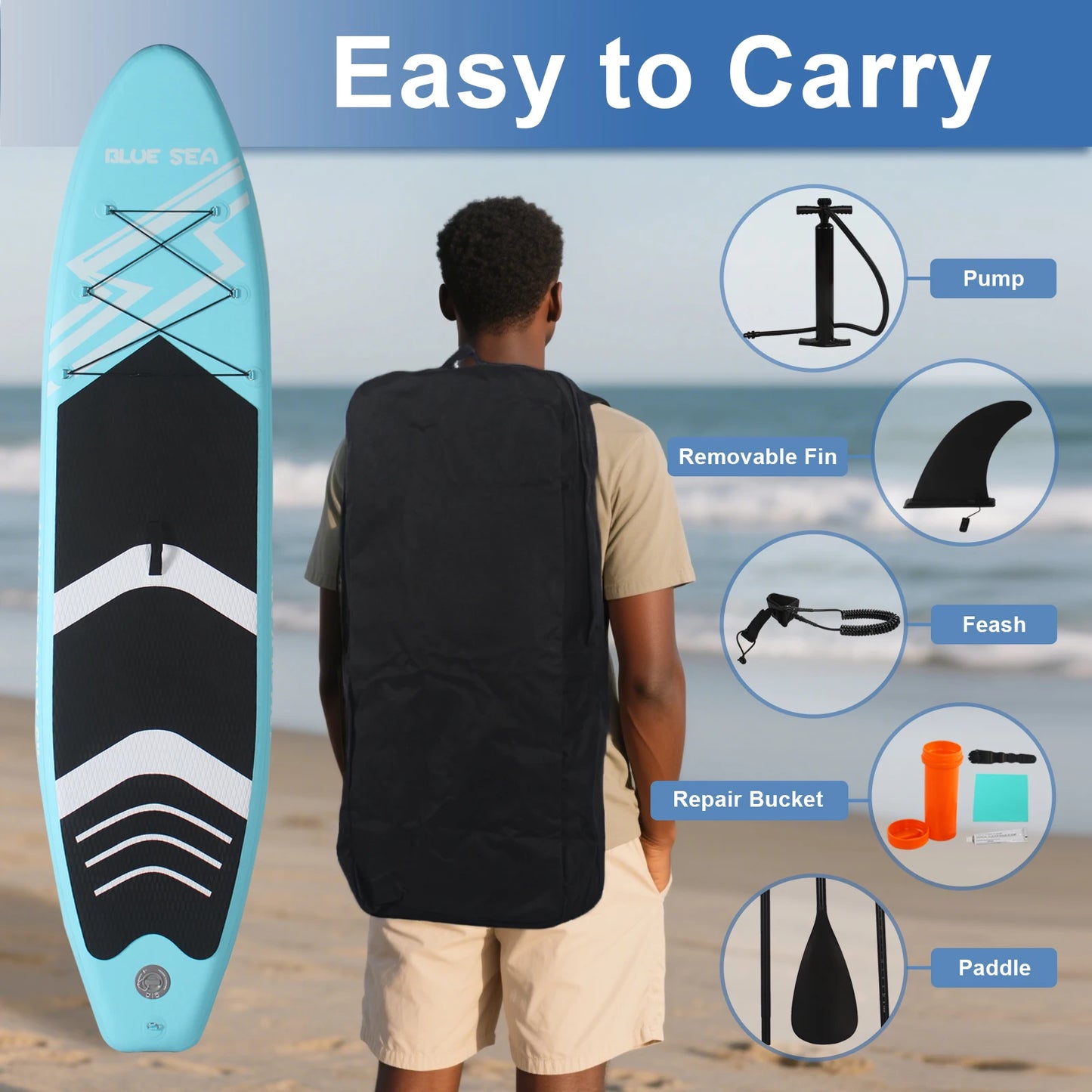 Inflatable Stand Up Paddle Board,10'10''×30"×6" PVC SUP Board, Extra Stable Design, Backpack/Paddle/Pump