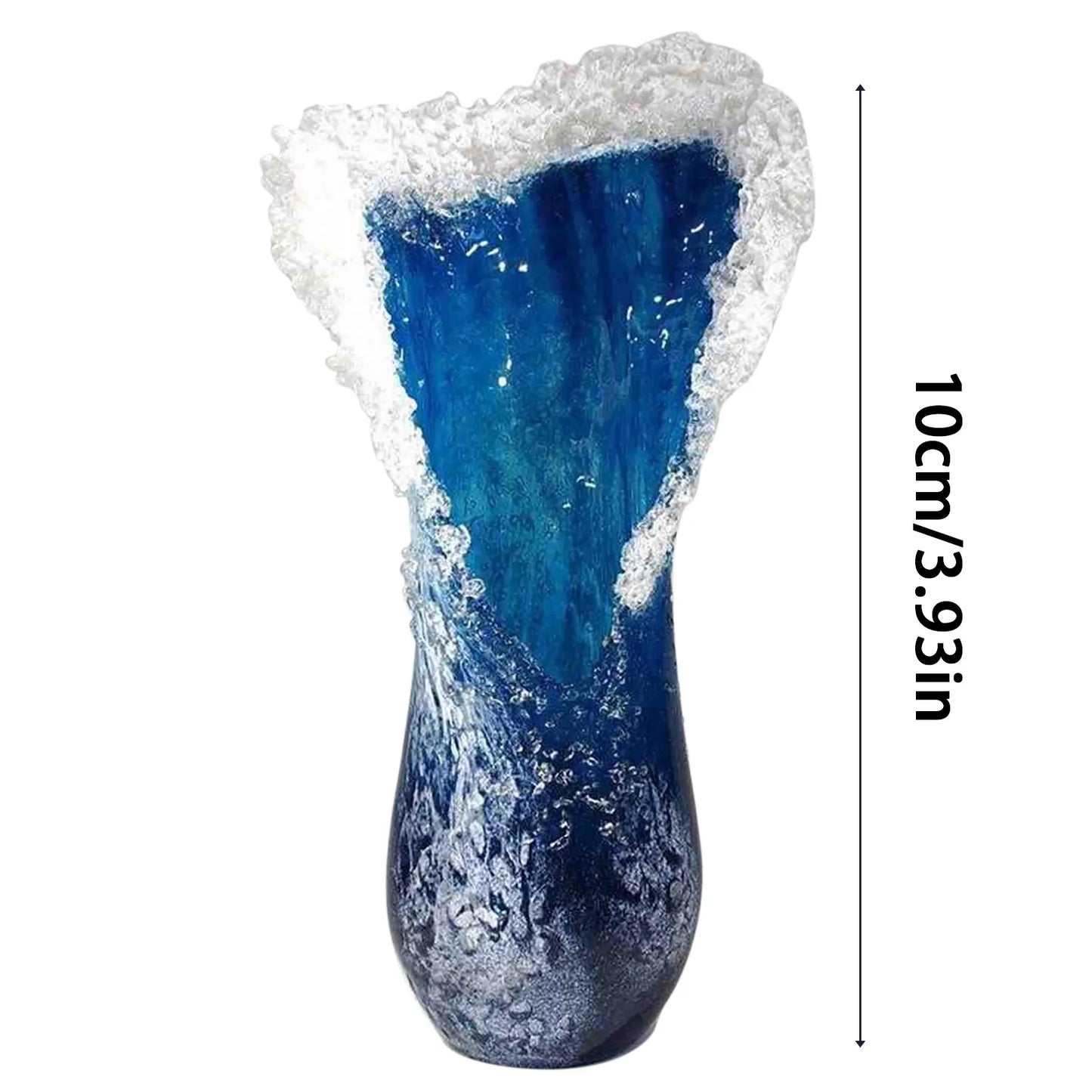 Majestical Wavy Vase, Modern Ocean Blue Flower Vases, Centrepieces Flower Pot Vase, Resin Desktop Flower Creactive Vase Decor