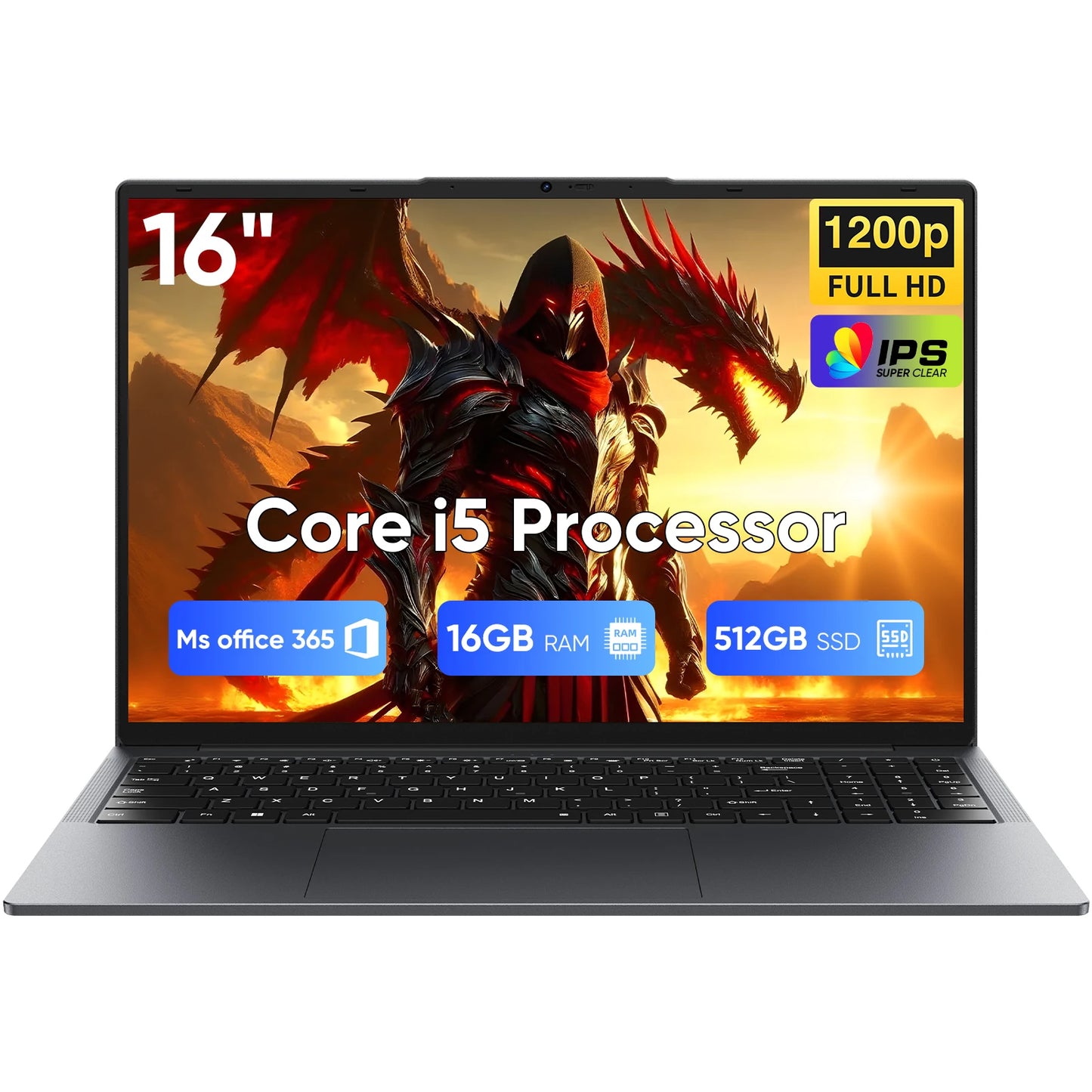 16" Laptop Computer Intel Core i5 Processor Win11 Pro Laptop 16GB RAM 512GB SSD 1920 x 1200 16:10 Display  with Backlit Keyboard