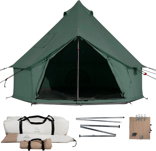 Canvas Bell Tent - w/StoveJack, Waterproof, 4 Season Luxury Camping and Glamping Yurt Tent Outdoor