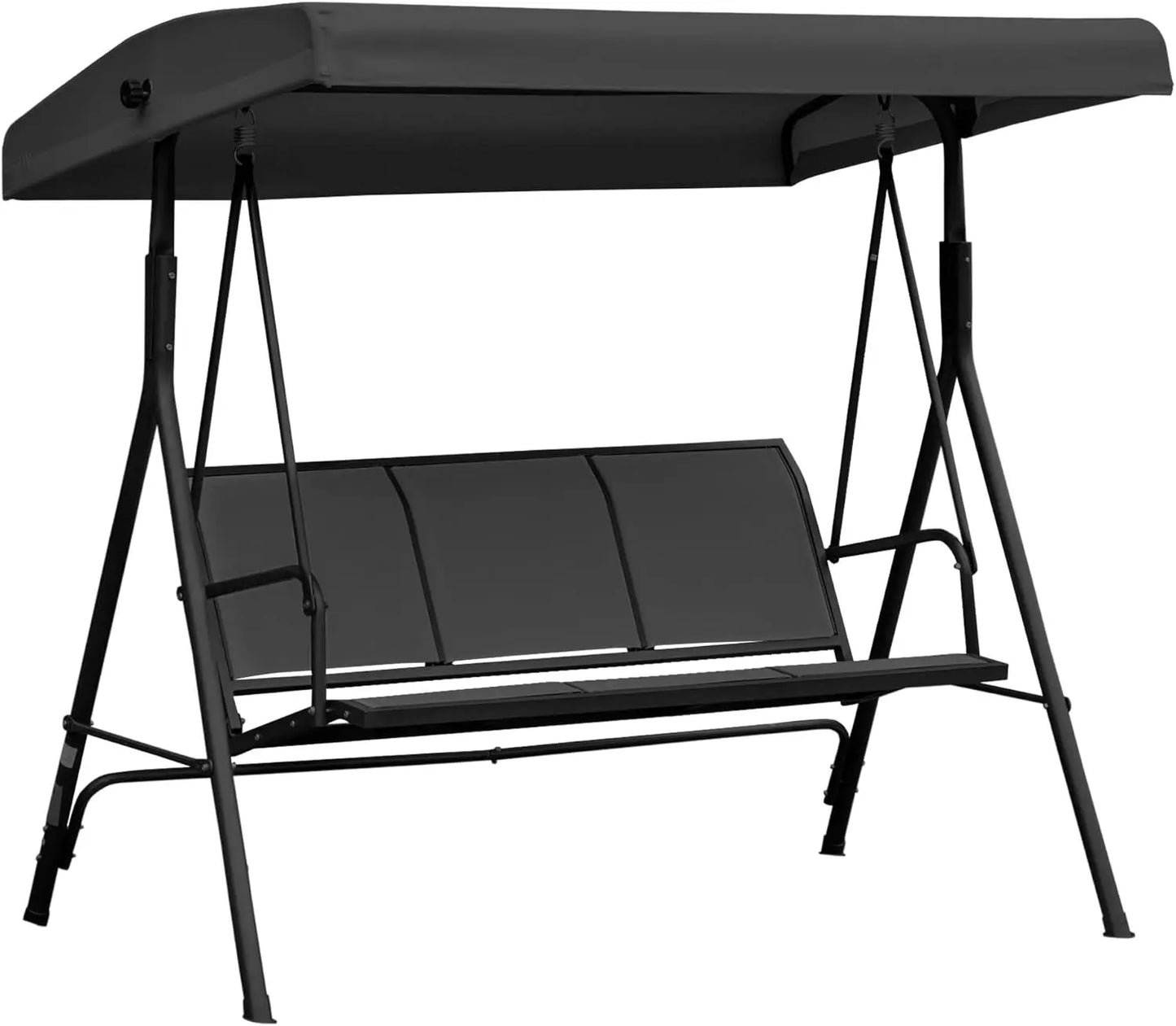 Garden Swing Chair, 3 Seater with Canopy, Breathable Mesh Seat and Heavy Duty Steel Frame, Patio Swing Bench