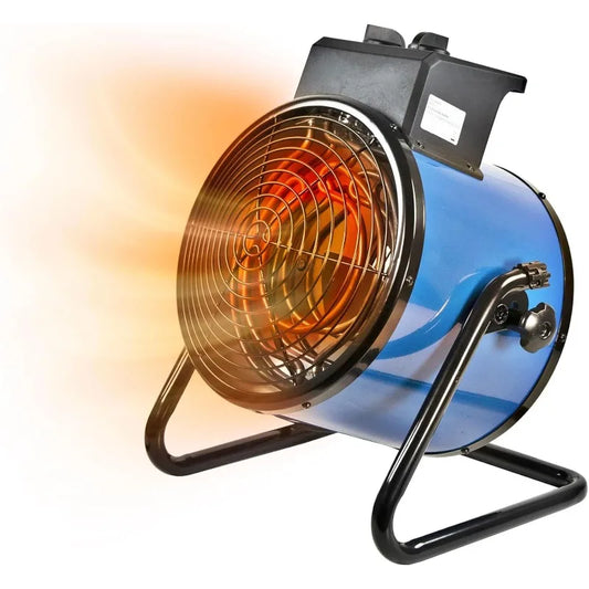 5,000W, 240V Electric Hard-Wired Portable Industrial Space Heater, NEMA 6-30R, Steel, Tilt Angle, Adjustable Thermostat