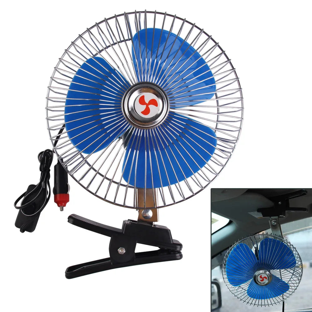 12V 25W Oscillating Celling Fan Adjustable Personal Cooling Fan for Travel Car Small Cooling Strong Summer Cooler