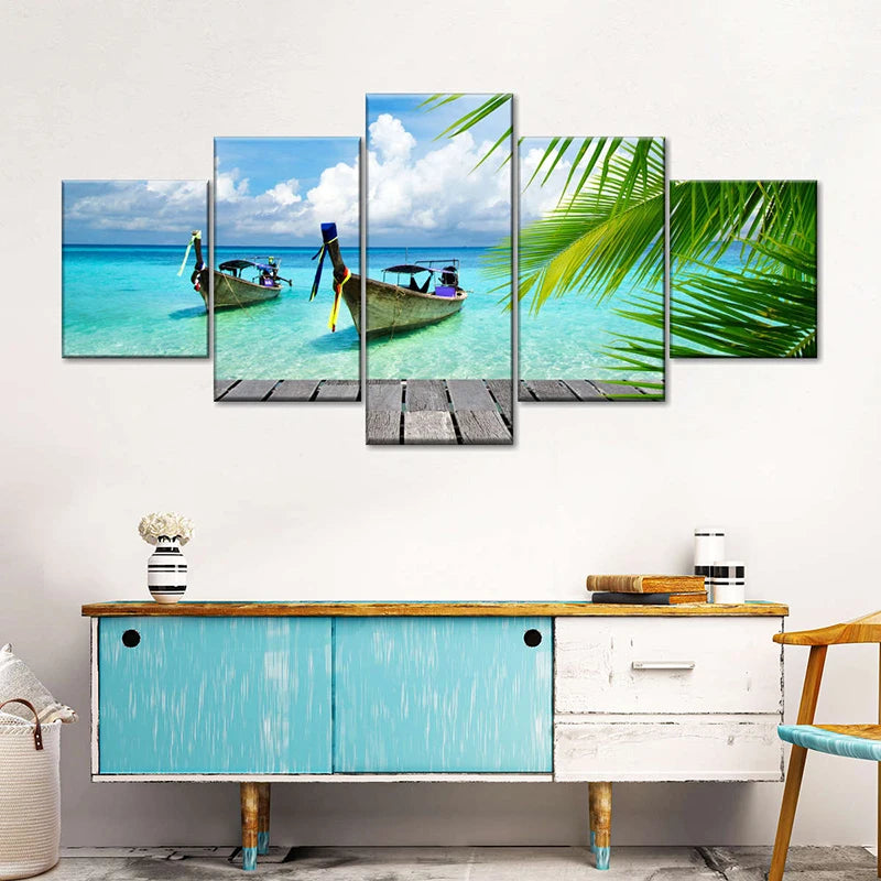 5pcs Landscape Canvas Painting Modern Wall Art Printed Picture Home Decor Mountain Sunset Wall Art for Living Room Decor Unframe