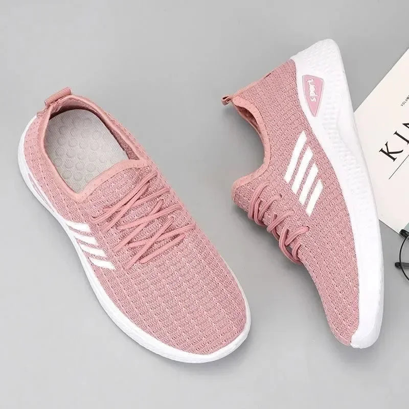 New 2025 Women's Shoes Fashion Flying Woven Women's Shoes Korean Breathable Lightweight Running Shoes Women's Shoes