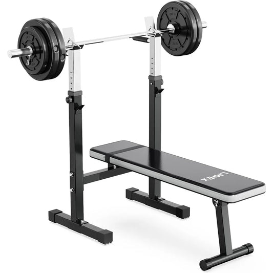 Adjustable Weight Bench Press with Squat Rack Folding Multi-Function Dip Station for Full Body Workout Home Gym Strength
