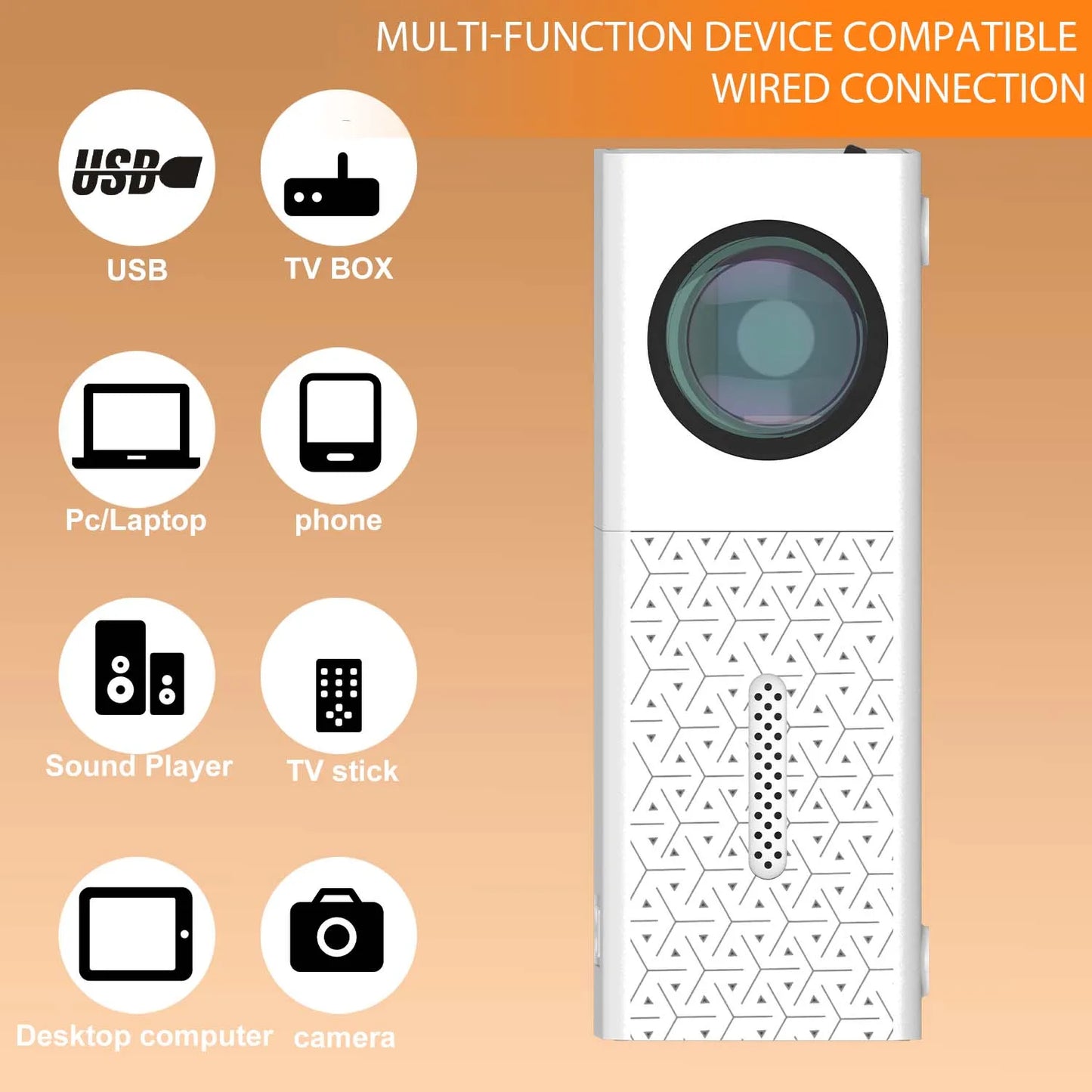 Projector Portable HD Projector, USB & HDMI Input, Compact Mini Home Theater Movie Video for Indoor Outdoor