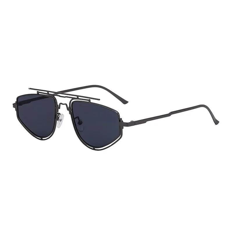 Trendy Gothic Steampunk Square Sunglasses for Men Futuristic Punk Eyewear Metal Frame Drving Shades UV400 Protection Sun Glasses
