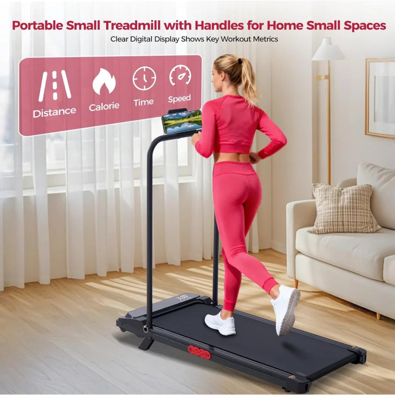 Walking Pad with Handle Bar and Incline, 3.0HP Under Desk Treadmill for Home Small Space, 0.6-7.6MPH