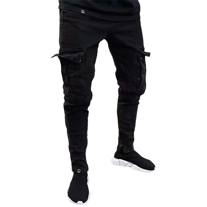 Men s Stylish Cargo Jeans with  Fit Design and Multiple Pockets for Spring and Summer Streetwear Fashion