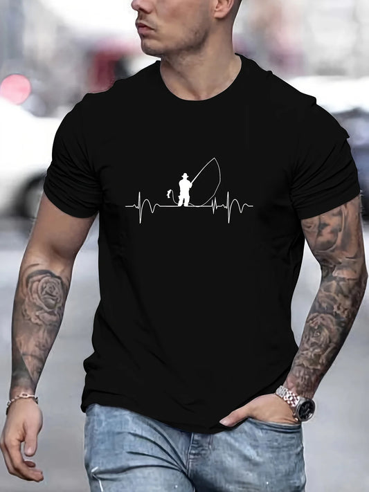Man short sleeve T-shirt Fisherman Print Summer Breathable Streetwear Oversized O-Neck Tee Casual Fashion High quality Clothing