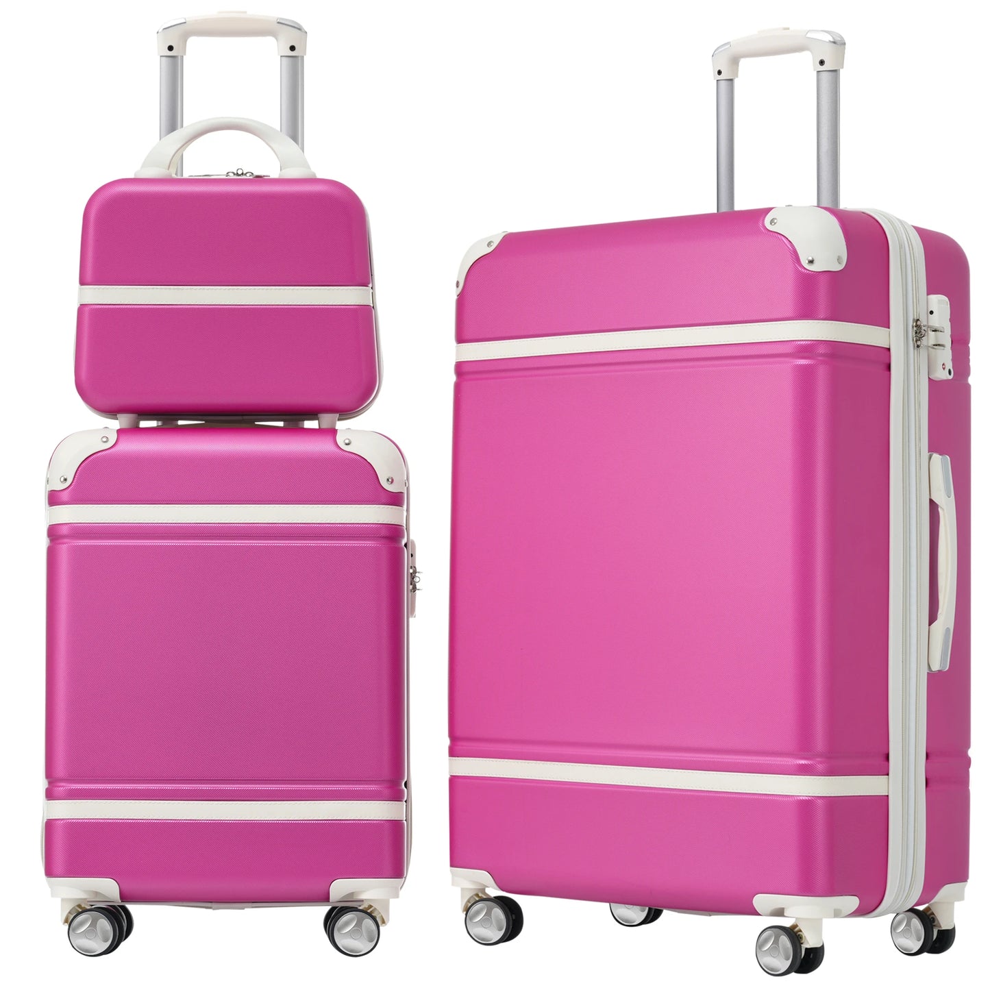 Hardshell Luggage Sets 3 Pieces 20"+24" Luggages and Cosmetic Case Spinner Suitcase with TSA Lock Lightweight