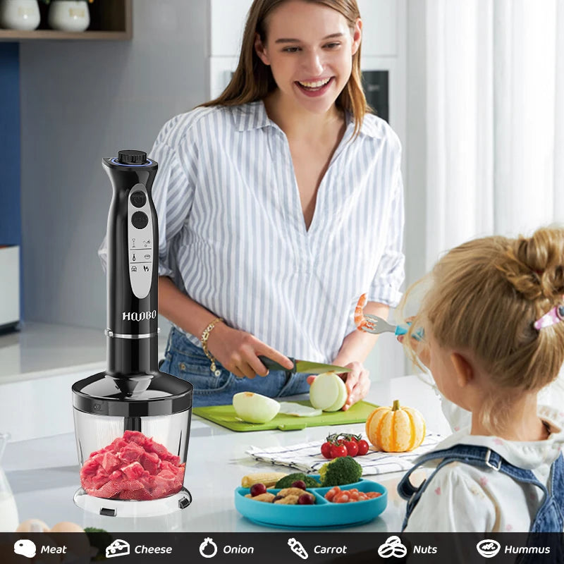Hand Blender, Immersion Blender with 2 Mixing Speed, Electric Handheld Blender Portable Stick Mixer with Stainless Steel Blades