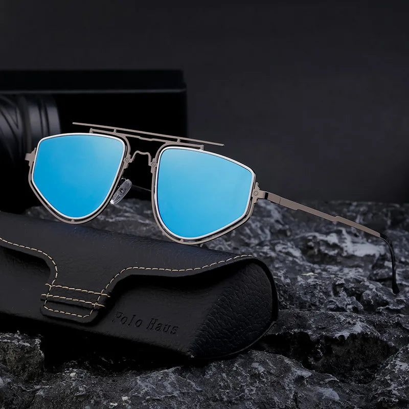 Trendy Gothic Steampunk Square Sunglasses for Men Futuristic Punk Eyewear Metal Frame Drving Shades UV400 Protection Sun Glasses