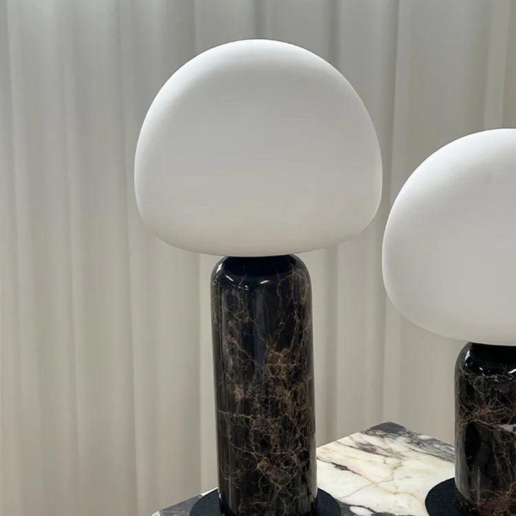 Nodic Desk Lamp With Matt White Glass Ball For Home Decoration Bedroom Bedside Black Marble Table Lamp E27 LED Bulb US Plug
