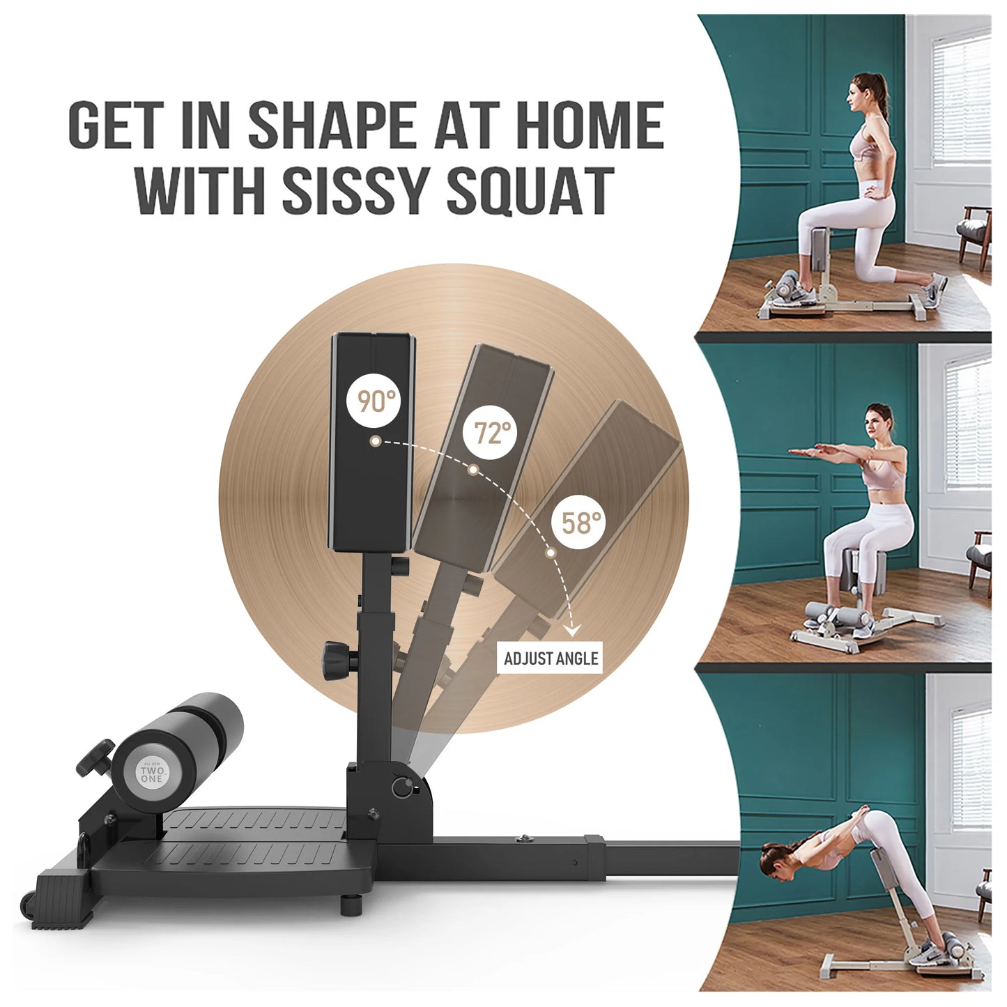 leikefitness Deluxe Multi-Function Deep Sissy Squat Bench Home Gym Workout Station Leg Exercise Machine