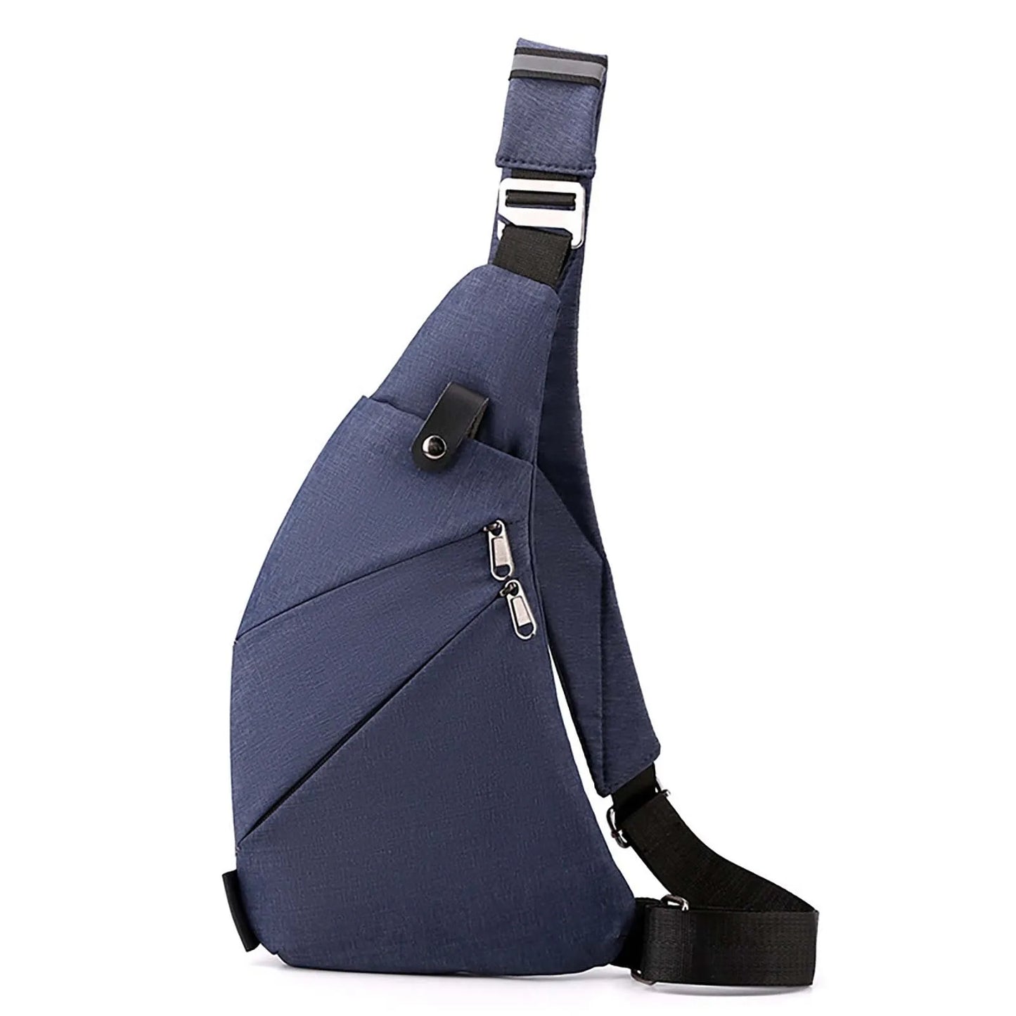 Versatile Men's Outdoor Chest Bag with Crescent Shape & Adjustable Slanted Shoulder Strap, Durable Nylon Design for Travel