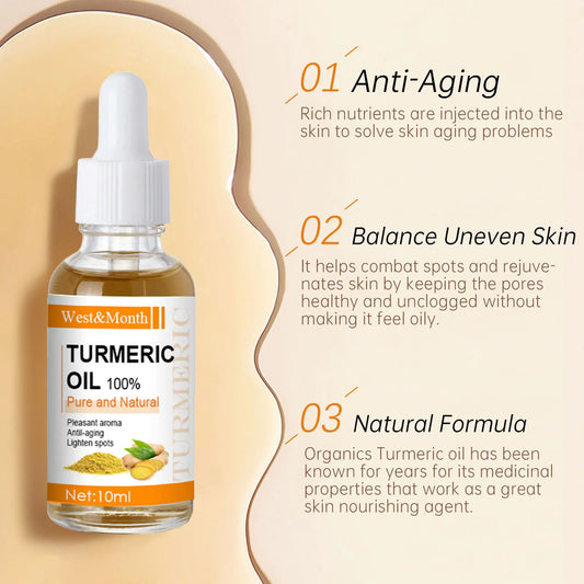 Turmeric Essence Oil Firming Tightening Fade Fine Lines Brighten Skin Tone Remove Melanin Deeply Moisturizing Facial Serum Oil