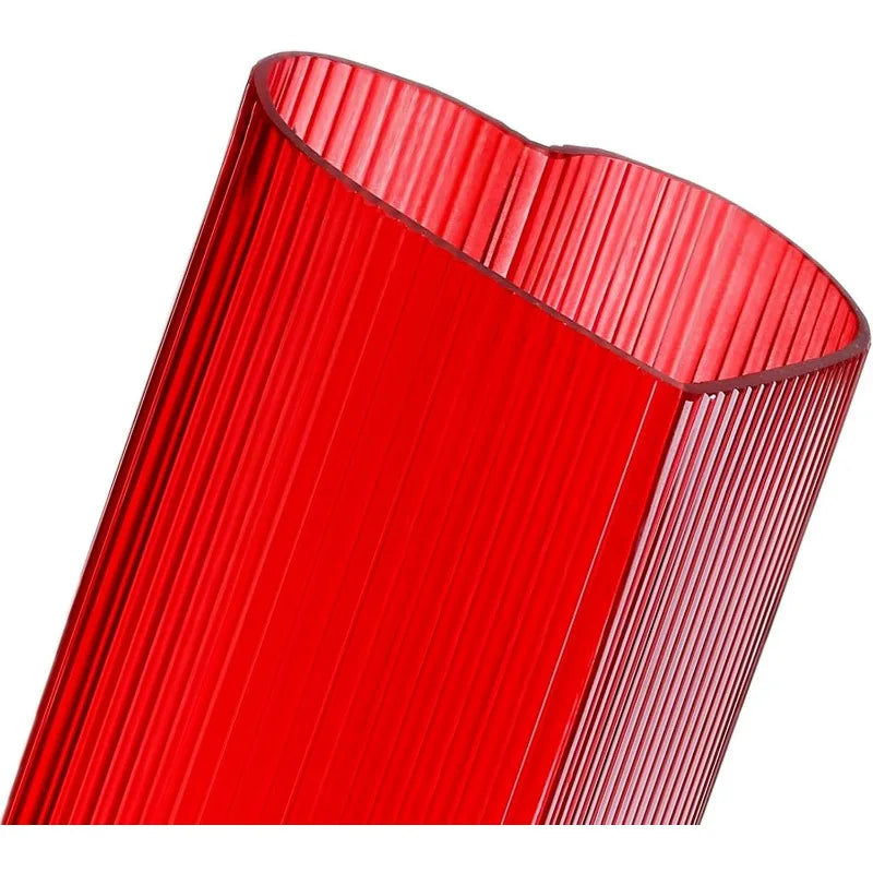 Decorative Vase Heart Shaped Glass Flower Vase for Home Wedding Table Centerpieces (Red)