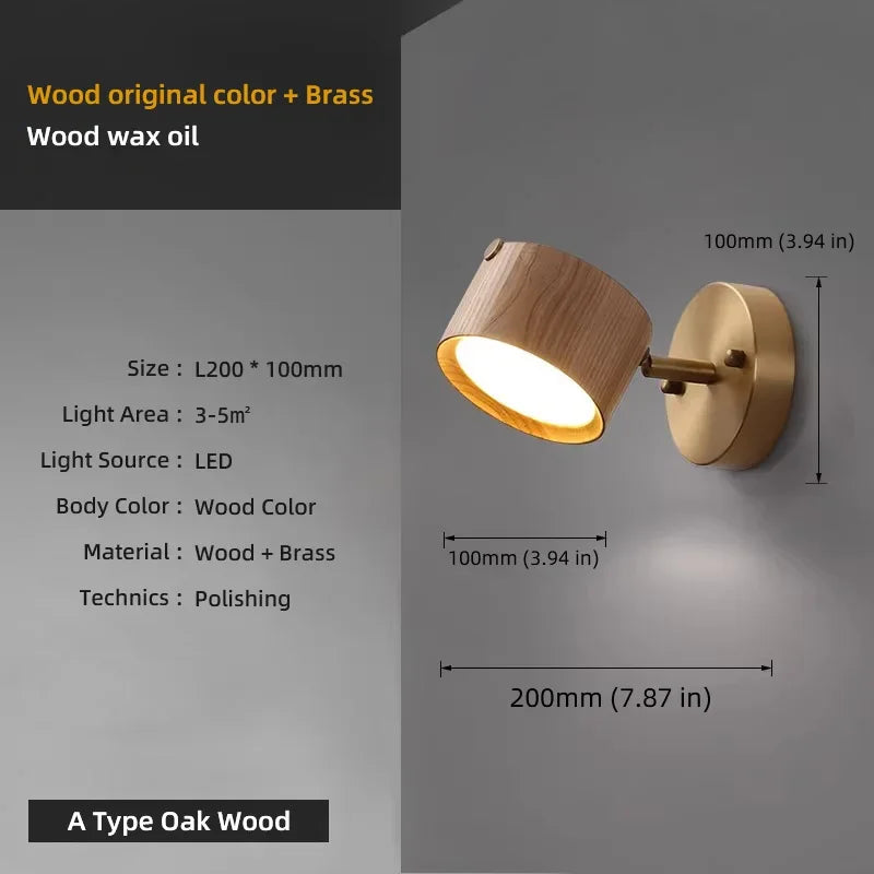 Nordic Wall Lamp Bedroom Lamp Simple Modern Living Room Background Wall Light Luxury Corridor, Aisle, Walnut Wood Bedside Lamp