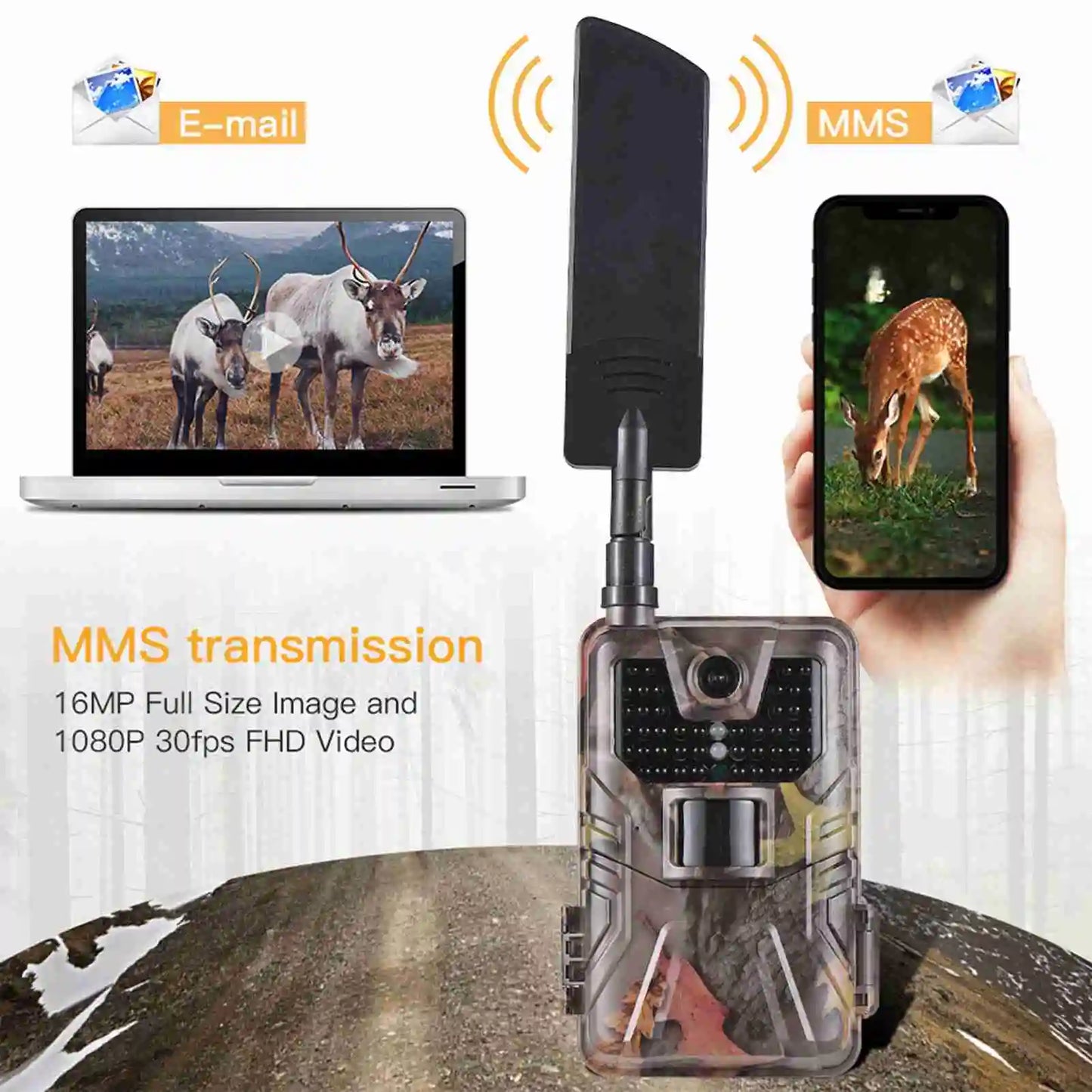HC-900LTE 4G Hunting Camera 16MP 1080P Trail Camera 0.3S Triggering Speed 2.0 inch Display Infrared Night Vision Wildlife Camera