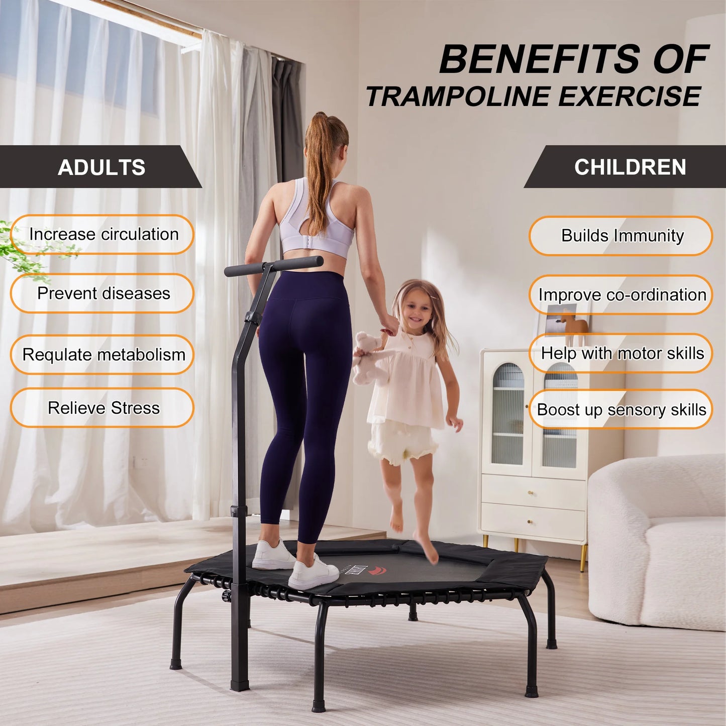 leikefitness Professional Gym Workout 50" Fitness Trampoline Cardio Trainer Exercise Rebounder