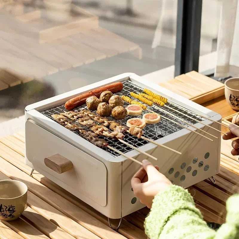 Portable BBQ Charcoal Grill Mini BBQ Tool Kit Picnic Beach Household Garden Barbecue Grill Bbq Grill Outdoor Camping Grill