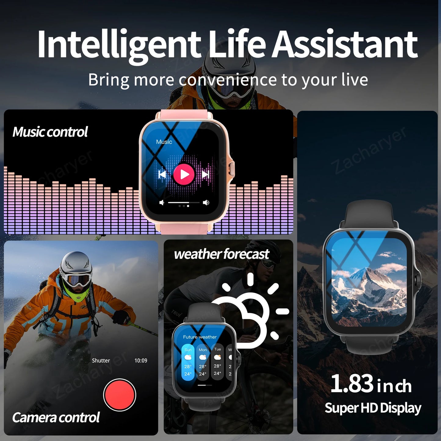 Smart watch, can answer and make calls, message reminder, multiple APP reminders, suitable for men and women, custom wallpaper