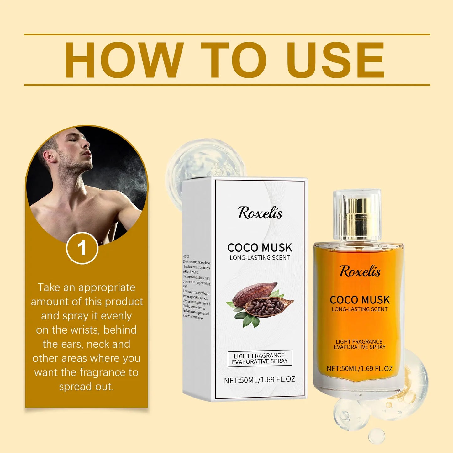 Roxelis 50ml Cologne Lasting Charming Perfume Freshing Body Confidence Attract Flirting Seduction Pheromone Daily Dating Perfume