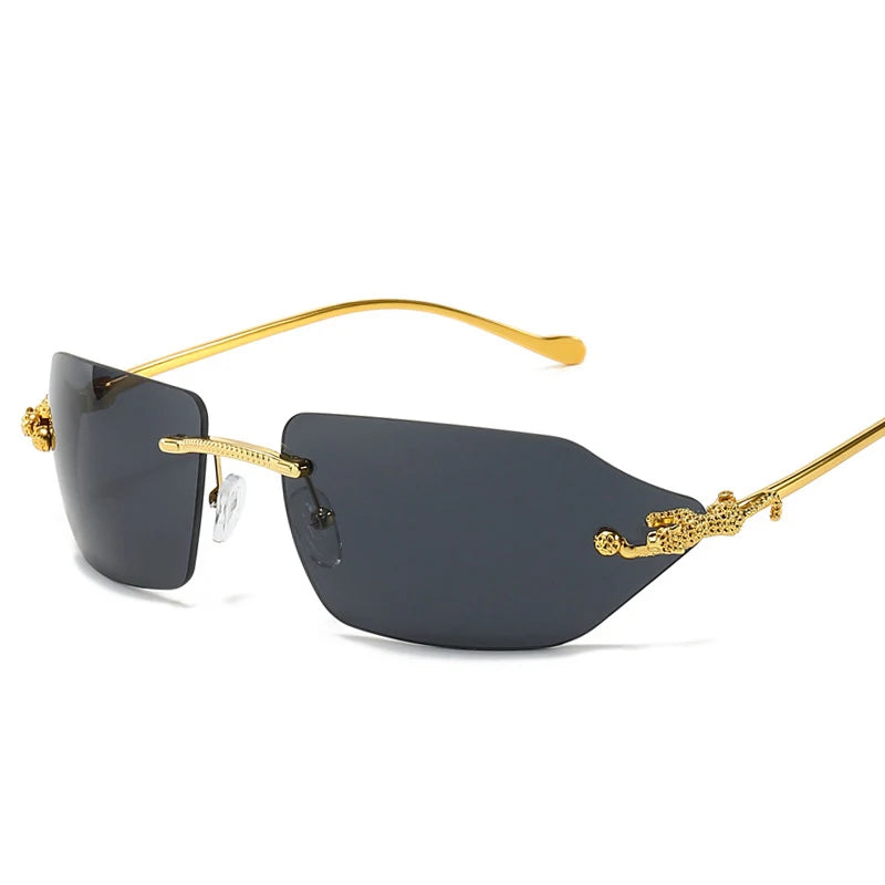 Men's Sunglasses Fashion Rectangle Women Metal Luxury Brand Leopard Head Sun glasses Classic Oculos Masculino Glasses UV400