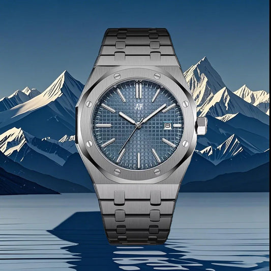 AP Luxury Brand Classic Trendy Men's Delicacy Watch Waterproof Stainless Steel Wristwatch Luminous Date Mineral Glass Watch Gift