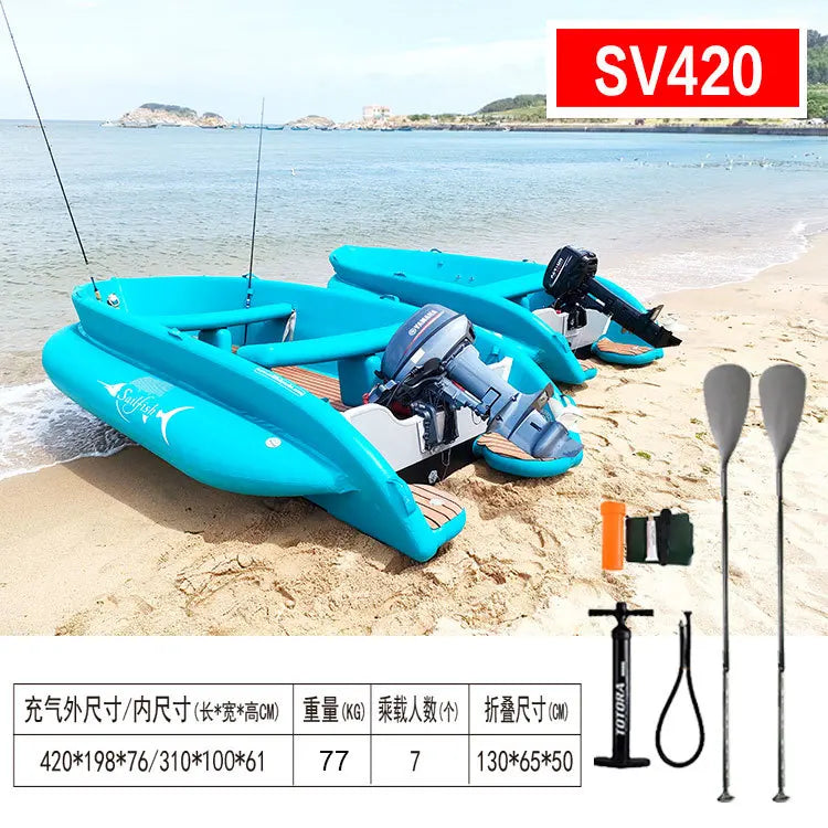 Factory Folding Blue Rowing Boat 420Cm 520Cm Inflatable Drop Stitch Fishing Kayak For Sale