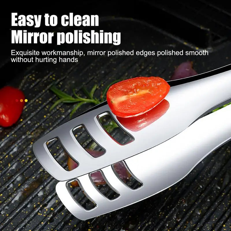 BBQ Tongs 12.5 Inch Grill Tongs Steak Clamp Stainless Steel Kitchen Utensils For Camping Outdoor Picnic Non-Slip Grip