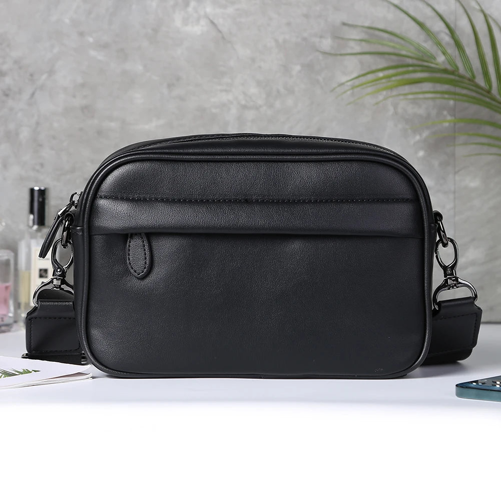 Casual Business Shoulder Purse Classic Pattern Men Shoulder Crossbody Bag Wide Strap Small Square Plaid Designer Male Sling Bags
