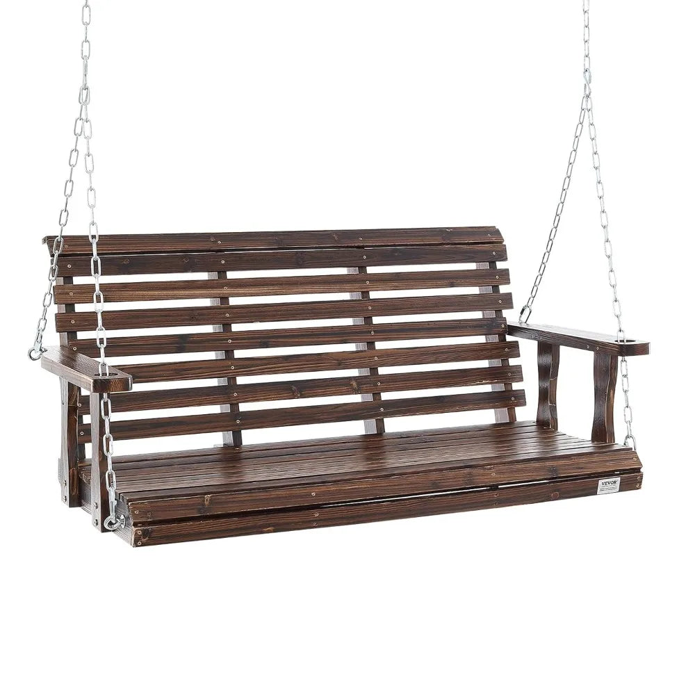 Wooden Porch Swing 4.5 ft, Patio bench swing for Courtyard & Garden, Upgraded 880 lbs Strong Load Capacity, Heavy Duty Swing