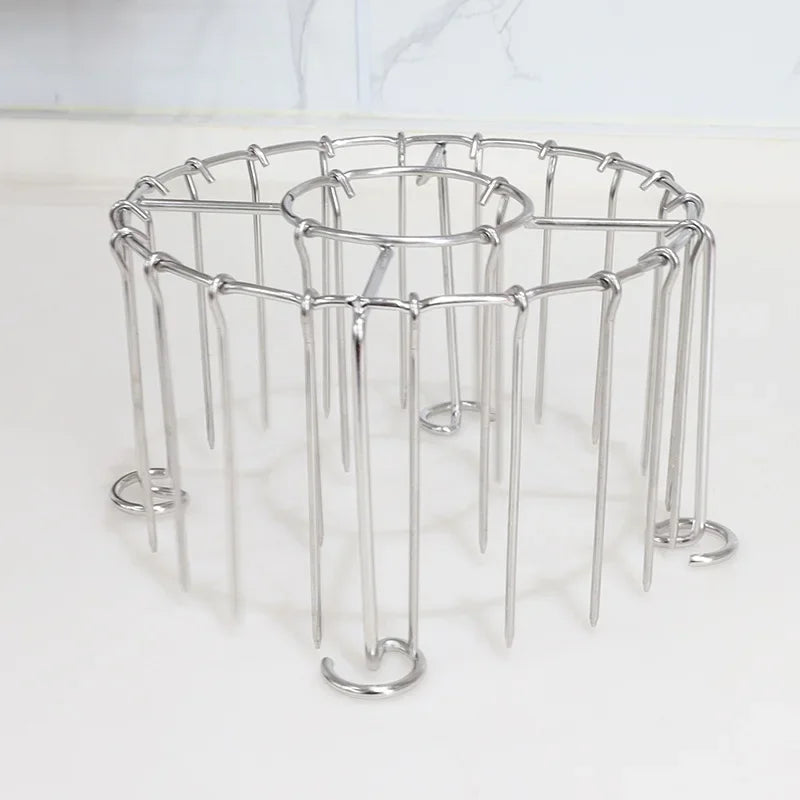 Food Grade 304 Stainless Steel Air Fryer Oven BBQ Grill Rack With Grooves Multi Functional Skewer For Kitchen And Outdoor Use