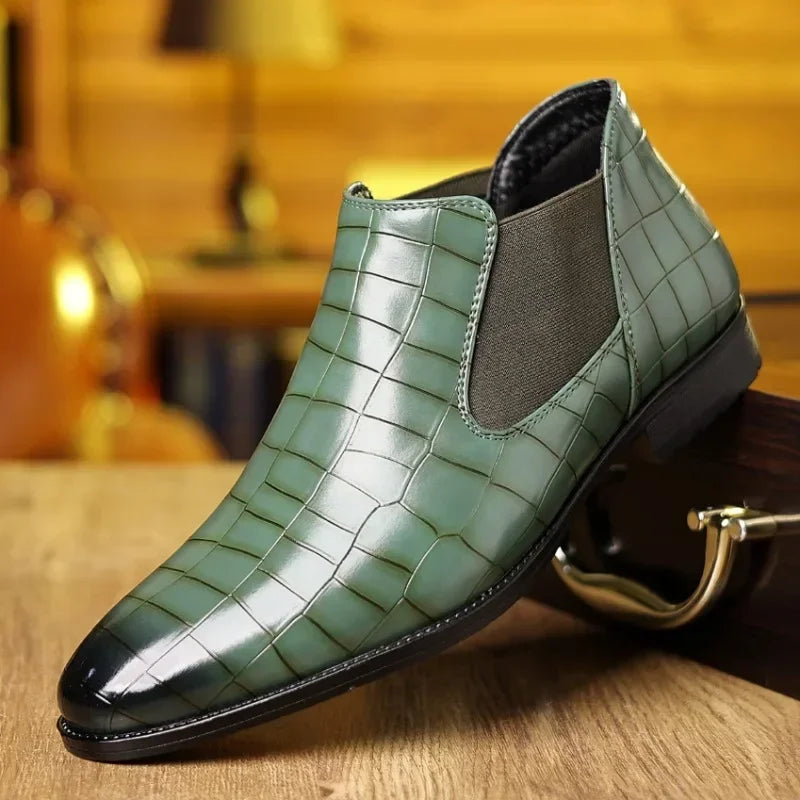 Men's Chelsea Boots Luxury Pointed-toe Ankle Boots Men Trendy High Quality Leather Shoes Business Dress Boots Big Size Men Shoes