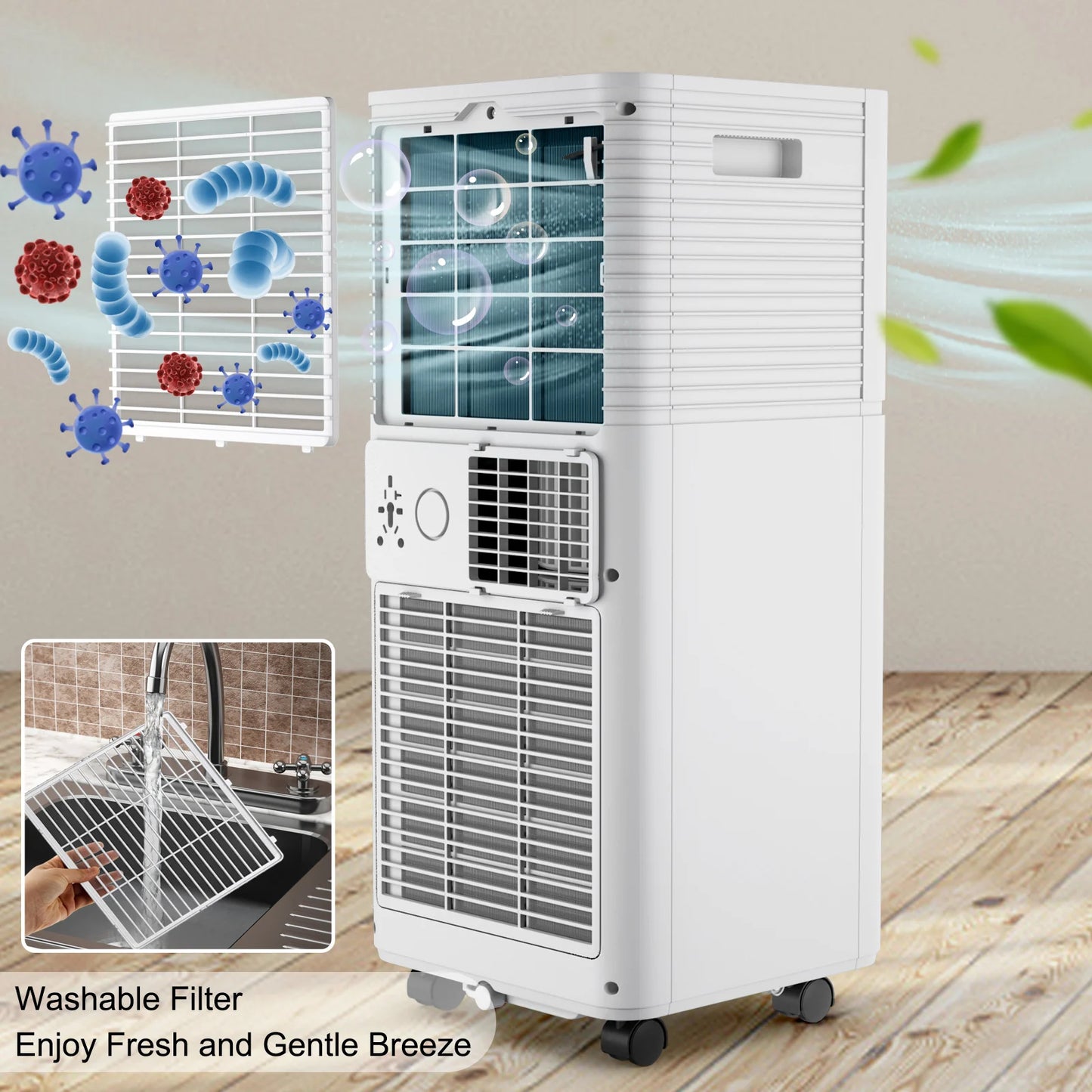 8000 BTU Portable Air Conditioner 3-in-1 Air Cooler w/Dehumidifier & Fan Mode
