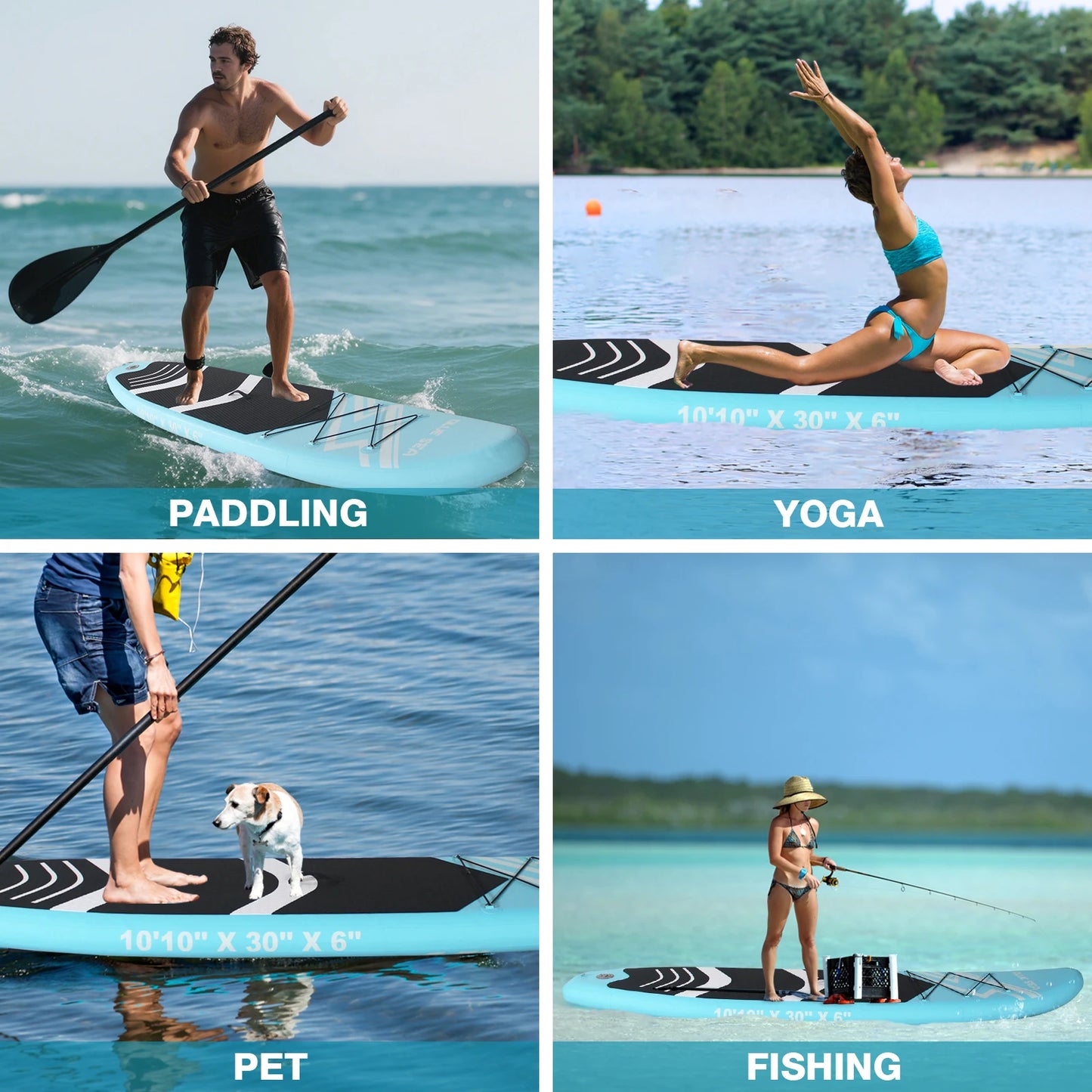 Inflatable Stand Up Paddle Board,10'10''×30"×6" PVC SUP Board, Extra Stable Design, Backpack/Paddle/Pump