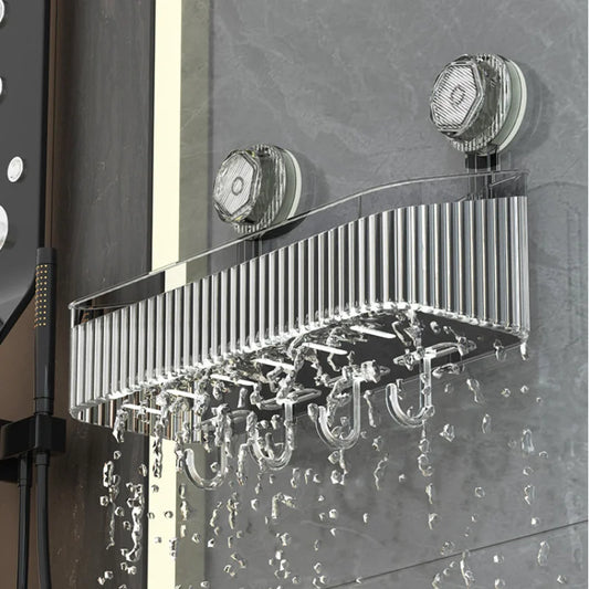 Bathroom Transparent Rack Shelf No Hole Required Multi-function Storage Organization Shelve Toiletries Suction Cup Storage Rack