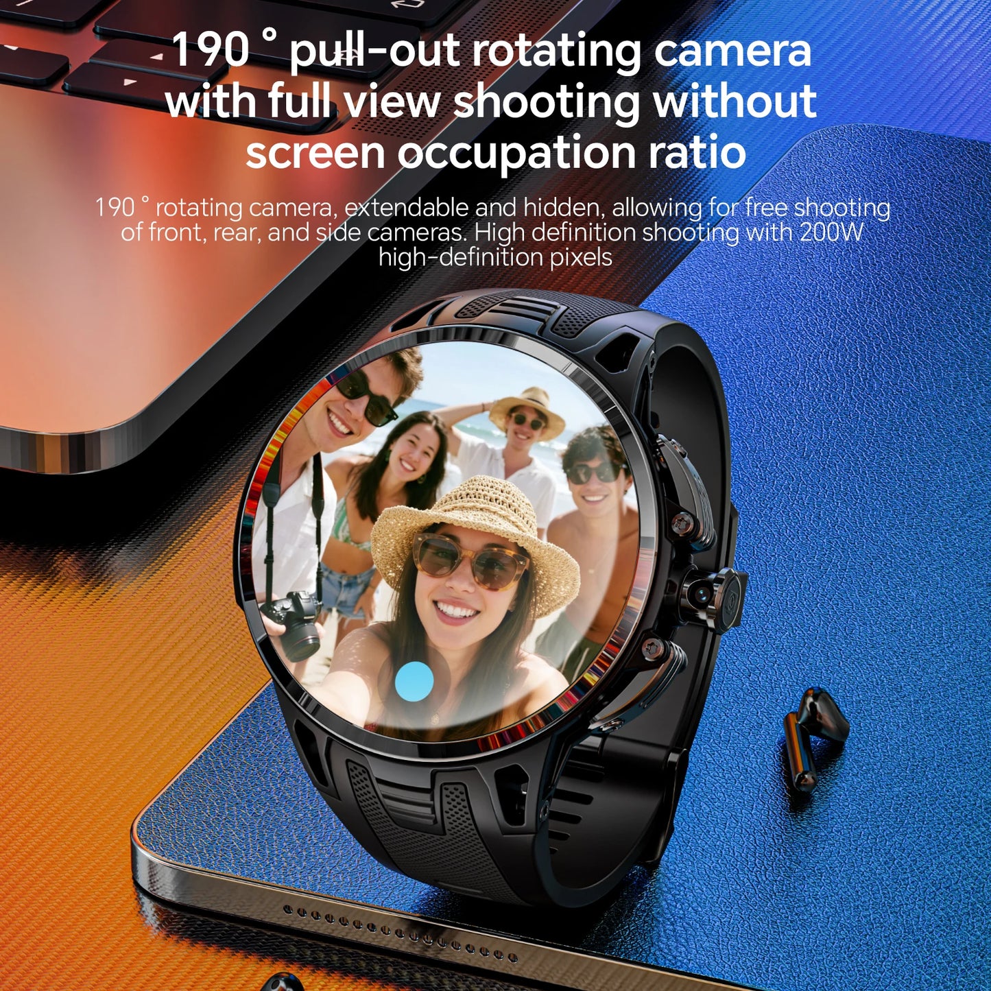 LOKMAT New APPLLP 4 Pro Android Watch Phone 4G SIM Card Smart Watch Full Round Amoled Touch Screen Camera Video Calls Fitness