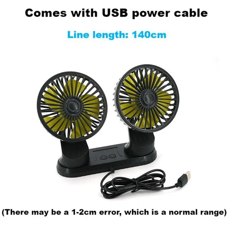 EAFC 360° Car Fan Rotating Cooling Wind Low Noise Summer Car Air Conditioning Cold Fan Ventilation Car Cooler Home USB Fan