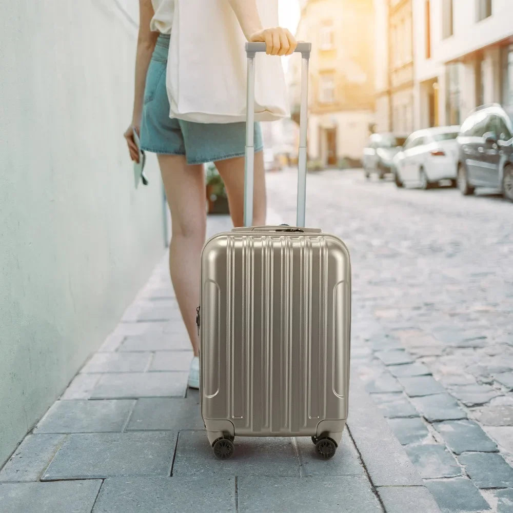 14" Mini Cosmetic Cases 2 Piece Luggage Set, 20" Carry-On Expandble Luggage Hardside Lightweight Suitcase