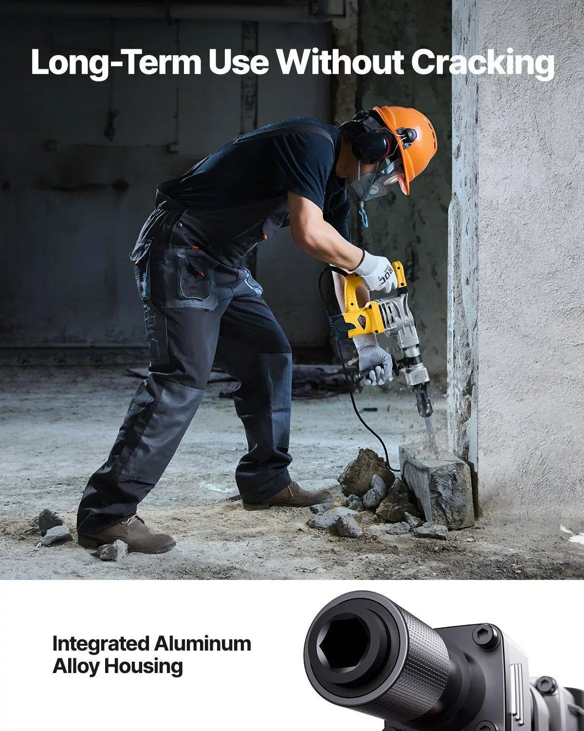 Robust 1400W Electric Jack Hammer Demolition Breaker 19J 2900BPM Twin Chisels Shock Absorbent 360° Handle