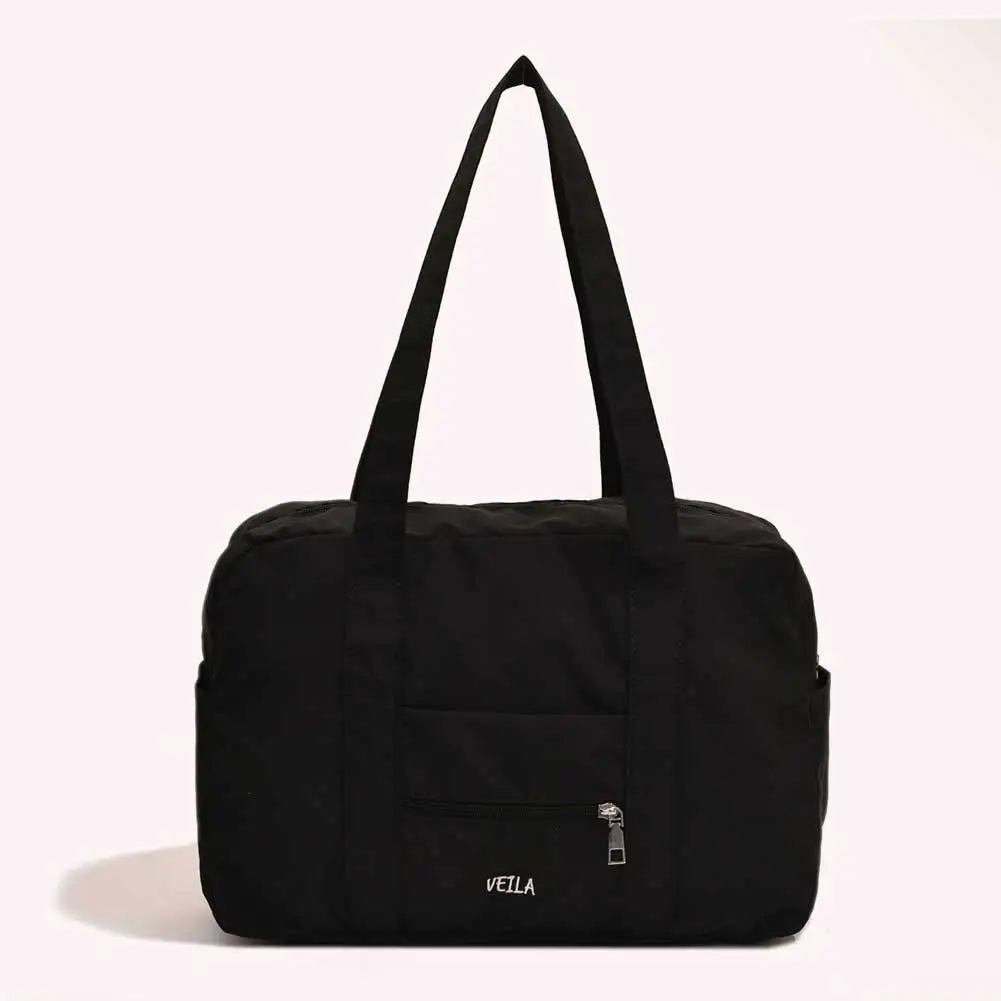 Unisex Travel Shoulder Bag Solid Color Travel Carry-On Handbag Multi-Pocket Lightweight Tote Handbag Outdoor Short Trip Bag