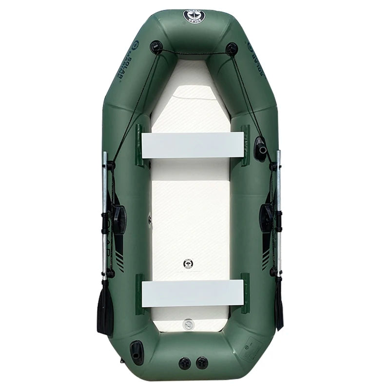 PVC Inflatable Fishing Boat for 4 Person, Rowing Kayak, 2.6m Canoe, Dinghy, Hovercraft, Air Deck Bottom