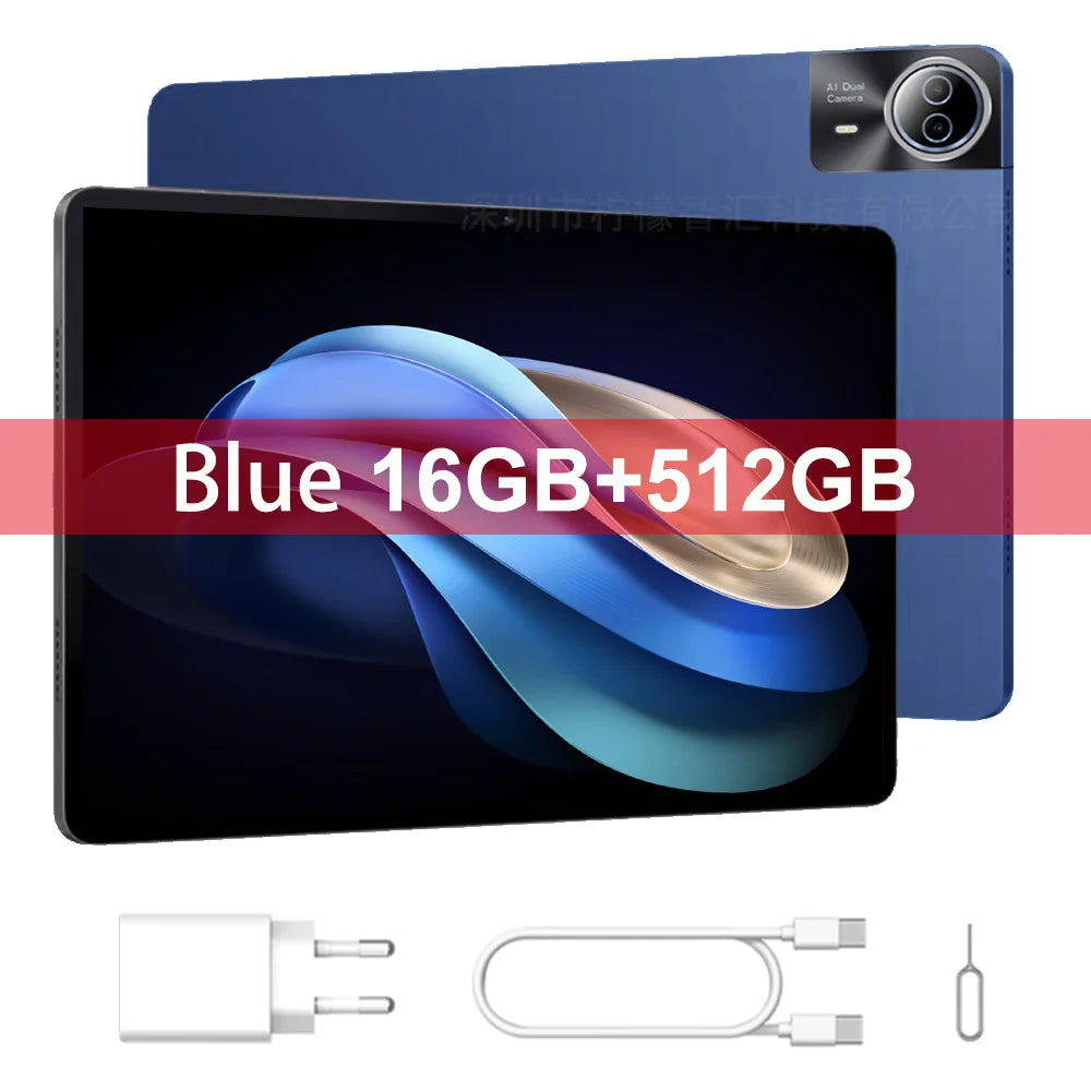 2025 New 14 Inch Tablet Android 14 Google Play Bluetooth 5.0 WiFi Dual 4G Network Tablets 16GB RAM 512GB ROM Projection keyboard