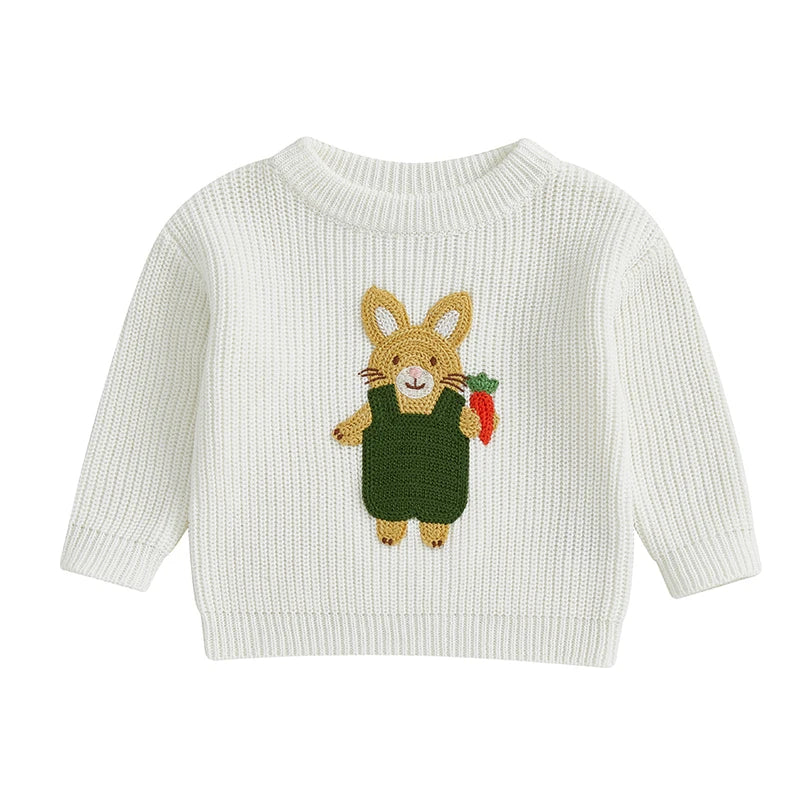 Adorable Baby Boys Girls Hooded Sweater with Cute Bunny Embroidery Cozy Knitwear for Infants and Toddlers Perfect for Easter